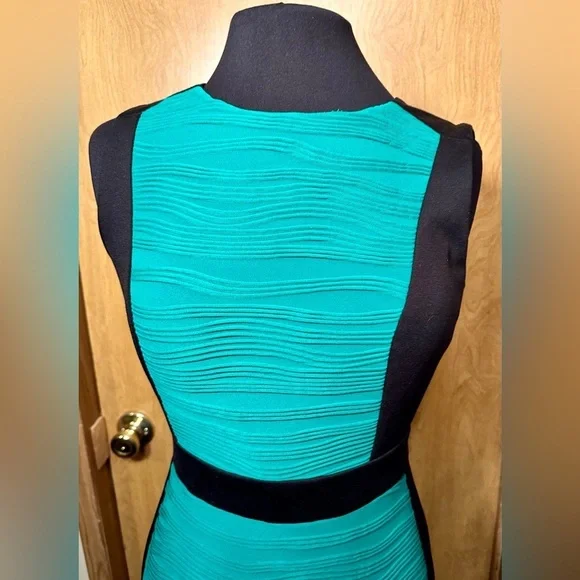 Dana Buchman size 6 black and green Sleeveless sheath midi dress - Picture 2 of 11